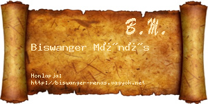 Biswanger Ménás névjegykártya